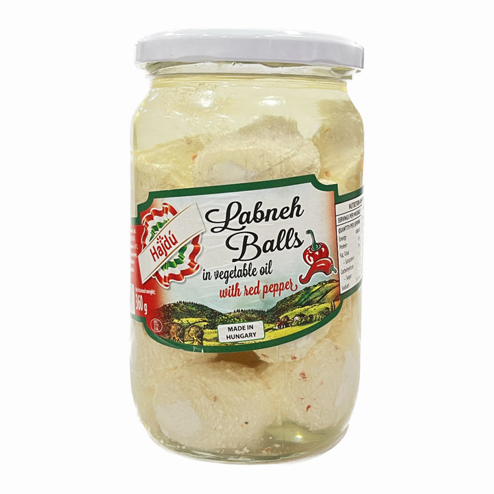 Hajdu Labneh Balls in Vegetable Oil with Red Peppers 360g